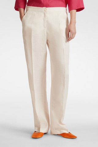 Pantalón relaxed de lino de tiro alto - Blanco