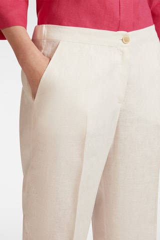 Pantalón relaxed de lino de tiro alto - Blanco