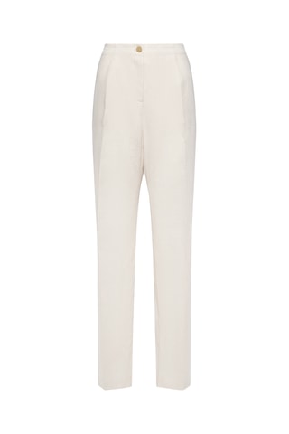 Pantalón relaxed de lino de tiro alto - Blanco