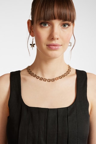 Vestido evasé de lino - Negro