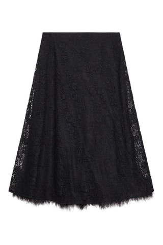 Falda midi de encaje tiro alto - Negro