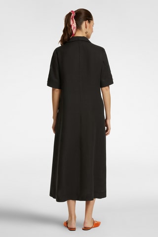 Vestido midi de lino - Negro