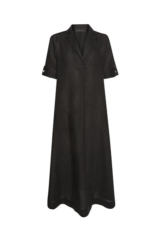 Vestido midi de lino - Negro