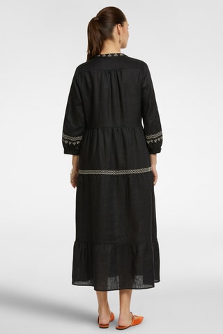 Vestido recto de lino - Negro