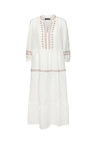 Vestido recto de lino - Blanco