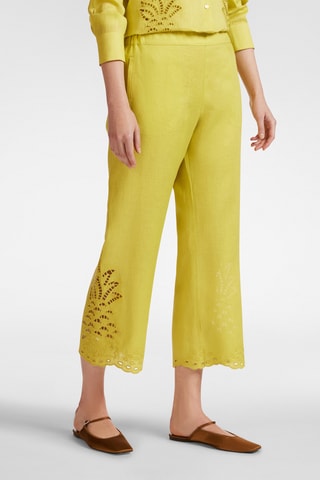 Pantalón 7/8 de tiro alto de lino - Amarillo