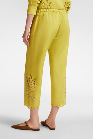 Pantalón 7/8 de tiro alto de lino - Amarillo