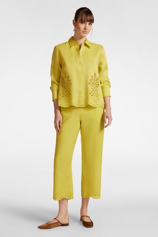 Pantalón 7/8 de tiro alto de lino - Amarillo