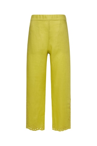 Pantalón 7/8 de tiro alto de lino - Amarillo