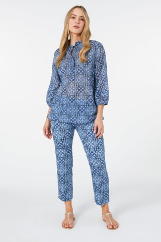 Pantalón 7/8 - Blanco y azul