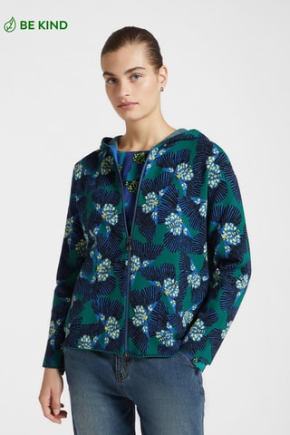 Chaqueta con capucha - Blanco, azul y verde