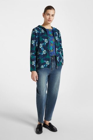 Chaqueta con capucha - Blanco, azul y verde