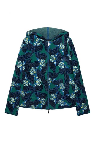 Chaqueta con capucha - Blanco, azul y verde