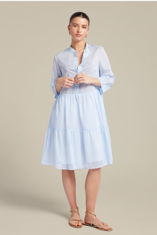 Vestido evasé - Blanco y azul