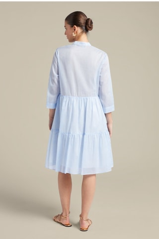 Vestido evasé - Blanco y azul