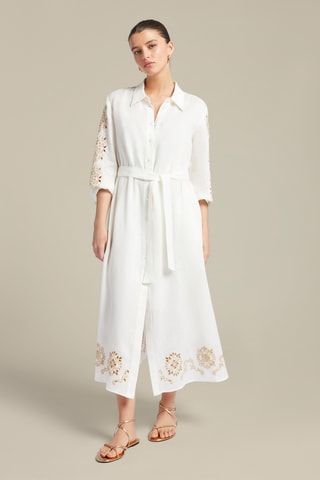 Vestido camisero de lino - Blanco