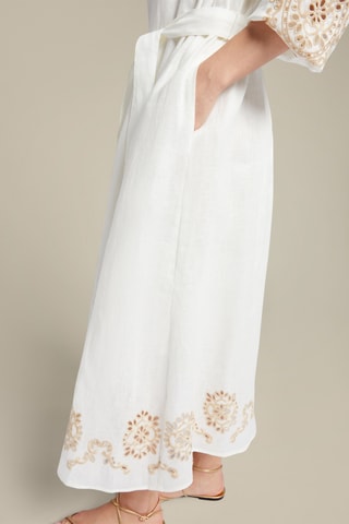 Vestido camisero de lino - Blanco