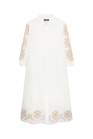 Vestido camisero de lino - Blanco