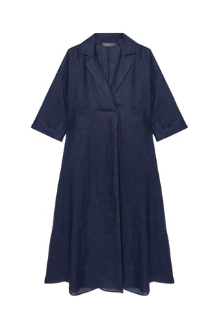 Vestido midi de lino - Azul