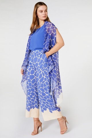 Pantalón wide leg - Blanco y azul