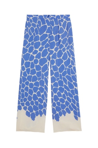 Pantalón wide leg - Blanco y azul