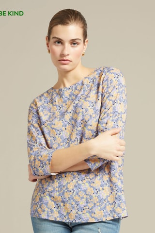 Blusa - Beige y azul