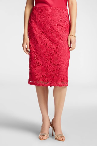 Falda recta de guipur - Rojo