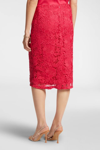 Falda recta de guipur - Rojo