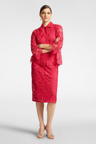 Falda recta de guipur - Rojo