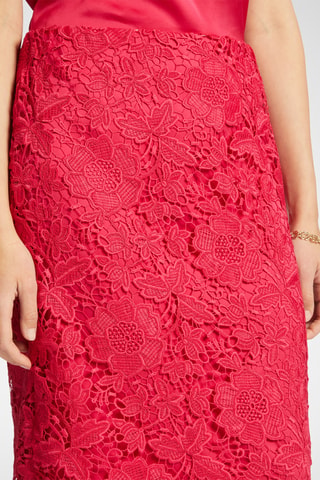Falda recta de guipur - Rojo