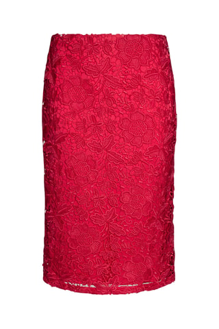 Falda recta de guipur - Rojo