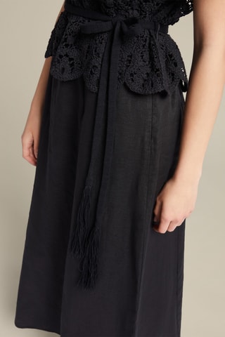 Vestido evasé de lino - Negro