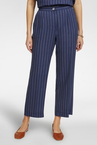Pantalón regular fit 7/8 de lino de tiro alto - Crudo
