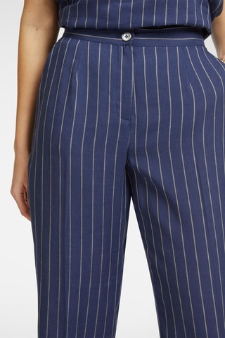 Pantalón regular fit 7/8 de lino de tiro alto - Crudo