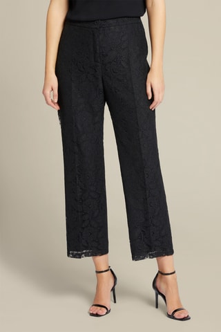Pantalón recto de guipur - Negro