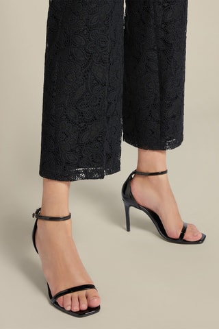 Pantalón recto de guipur - Negro