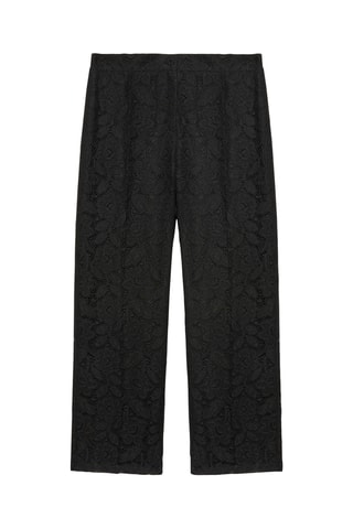 Pantalón recto de guipur - Negro