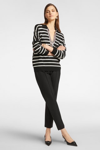 Pantalón slim fit 7/8 de tiro alto - Negro