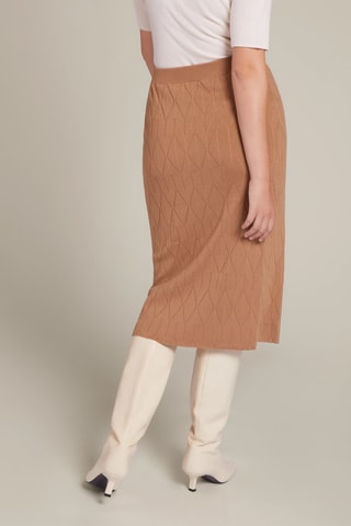 Falda midi de lana - Marrón