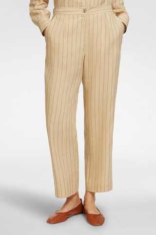 Pantalón regular fit 7/8 de lino de tiro alto - Blanco