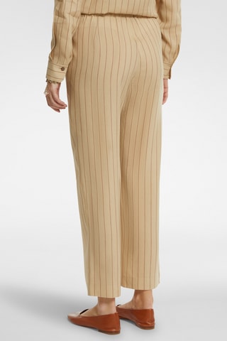 Pantalón regular fit 7/8 de lino de tiro alto - Blanco