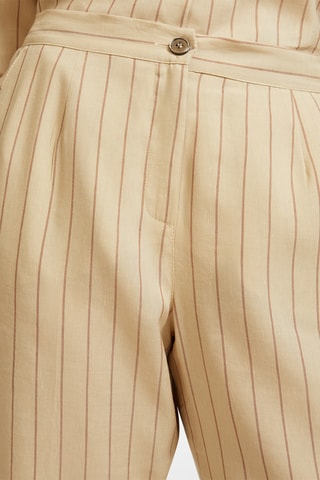 Pantalón regular fit 7/8 de lino de tiro alto - Blanco