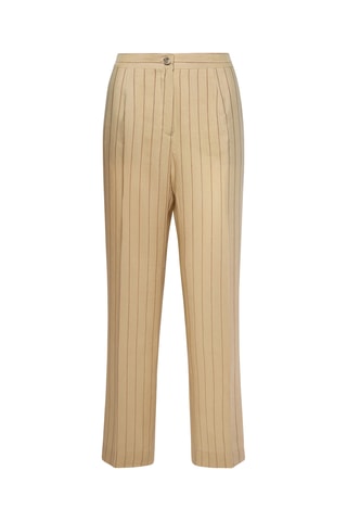 Pantalón regular fit 7/8 de lino de tiro alto - Blanco