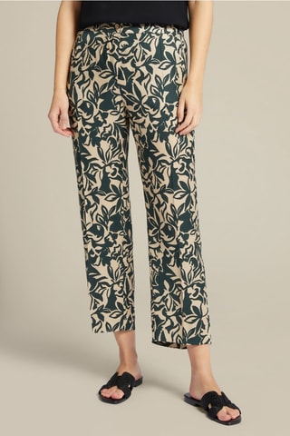 Pantalón recto 7/8 - Negro y beige