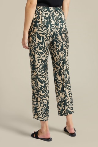 Pantalón recto 7/8 - Negro y beige