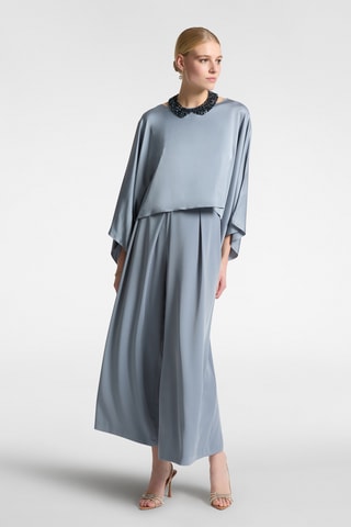 Pantalón wide leg de tiro alto - Gris