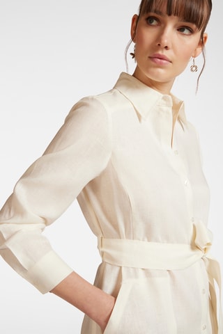 Vestido camisero de lino - Blanco
