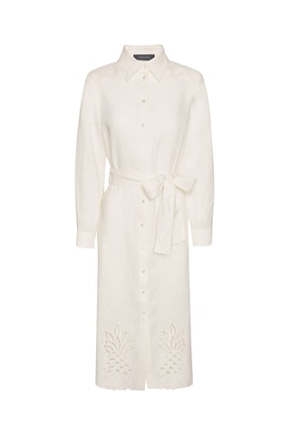 Vestido camisero de lino - Blanco