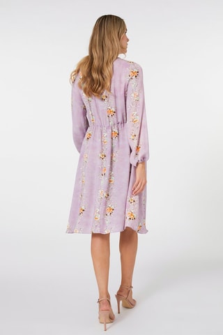 Vestido evasé de flores - Blanco, amarillo y violeta