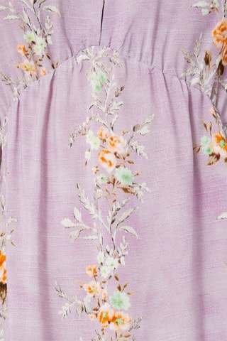 Vestido evasé de flores - Blanco, amarillo y violeta